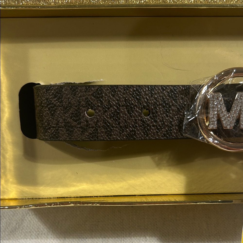 Michael Kors Gold and Brown Women's Belt - Picture 2 of 3